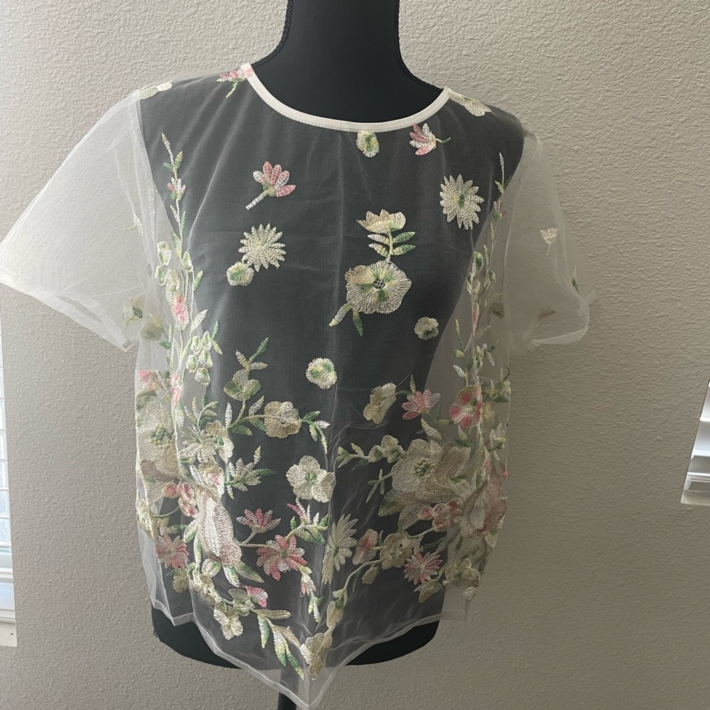 Women’s Mesh Floral Blouse